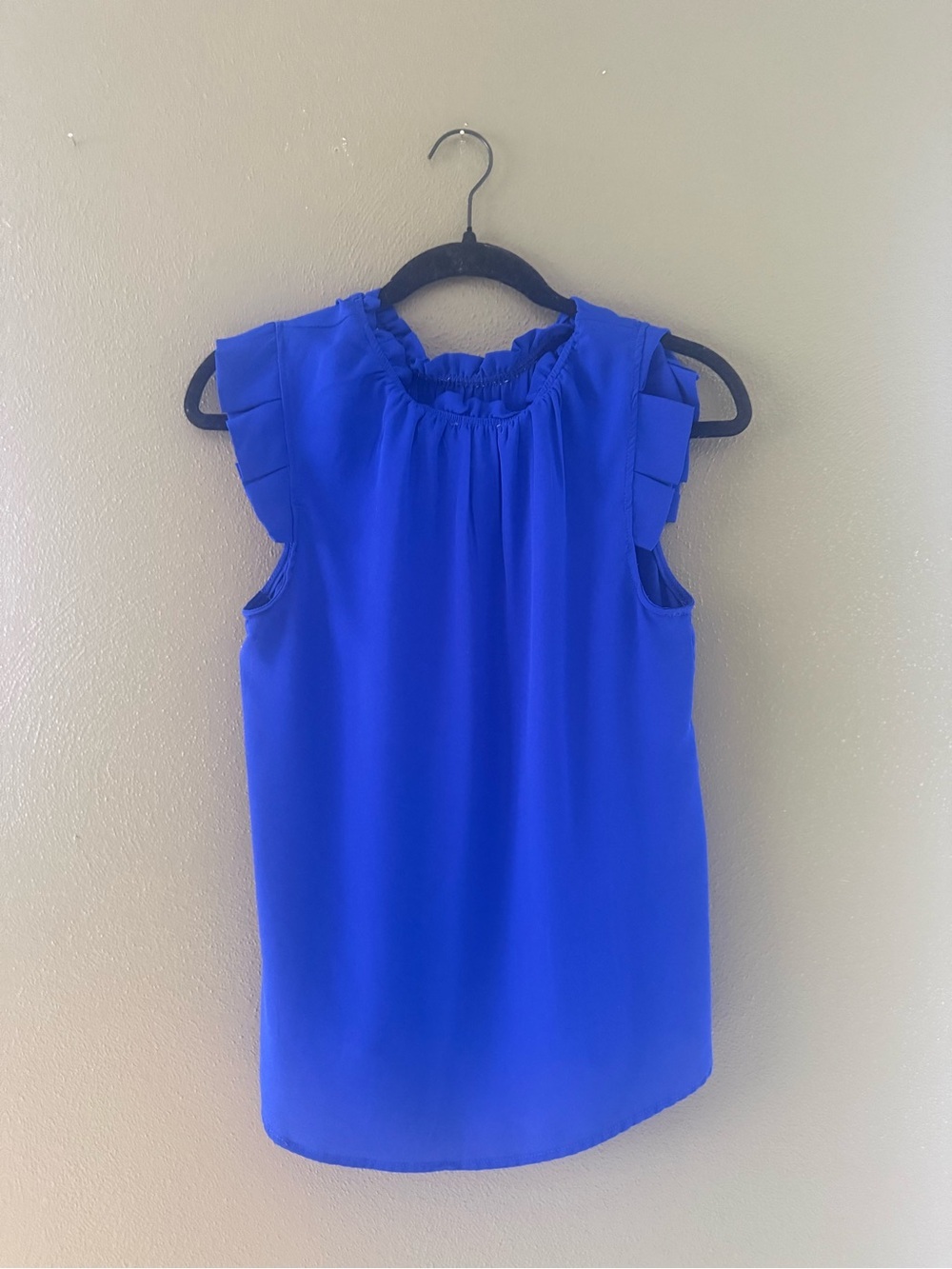 Monteau Ruffle-Neck Sleeveless Top - Royal Blue